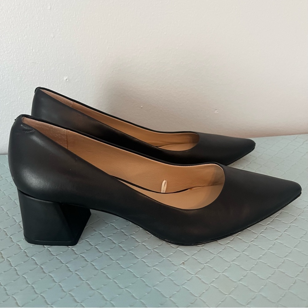 ANTONIO MELANI Black Leather Heels with Pointed Toe